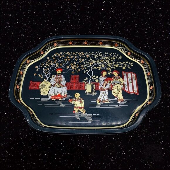 Elite Trays Metal Plate Tin Tray Made in England Asian Chinese 7.5”L 6”W - Picture 1 of 9